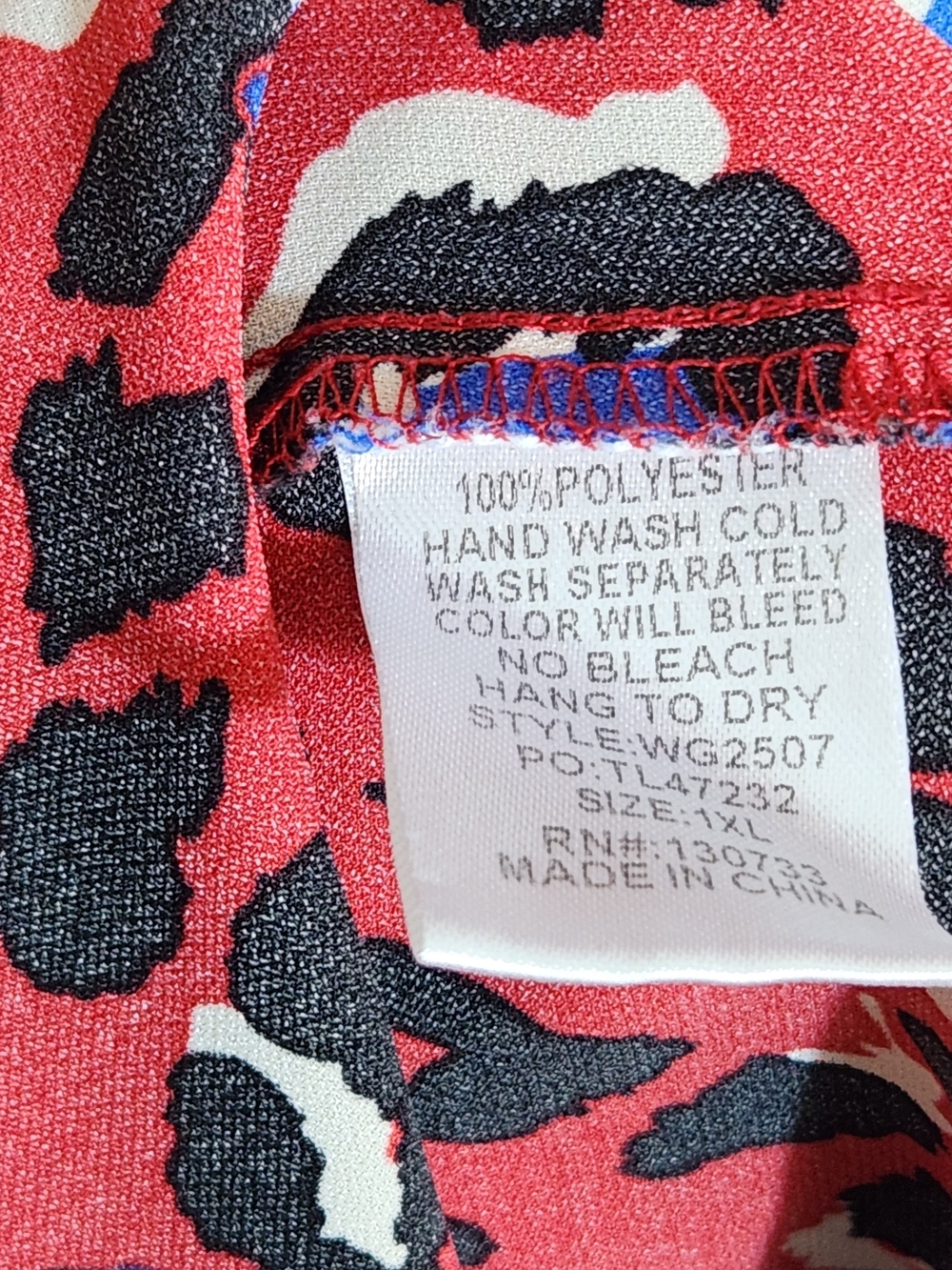 Umgee Red and Blue Leopard Print Boho Oversized Dress Size 1XL - Picture 8 of 9